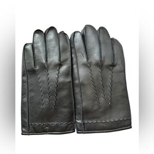 Vintage Vinyl Rabbit Fur Lined Gloves Large